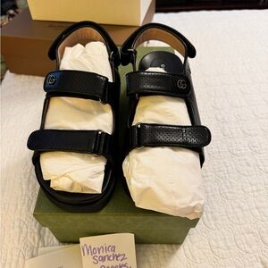 Authentic GUCCI Leather Dad Sandals 40 New in Box Black